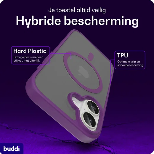 Buddi Frost Apple iPhone 17 Hoesje MagSafe Back Cover Matte Paars afbeelding 2