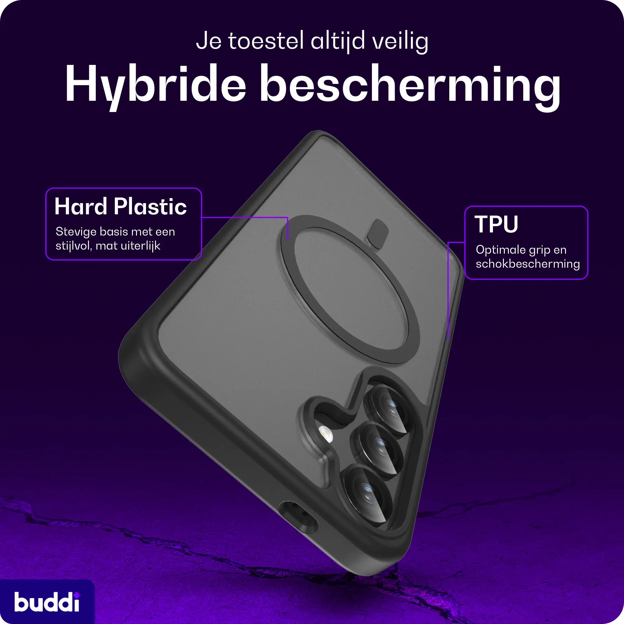 Buddi Frost Samsung Galaxy S25 Plus / S24 Plus Hoesje MagSafe Matte Zwart afbeelding 2