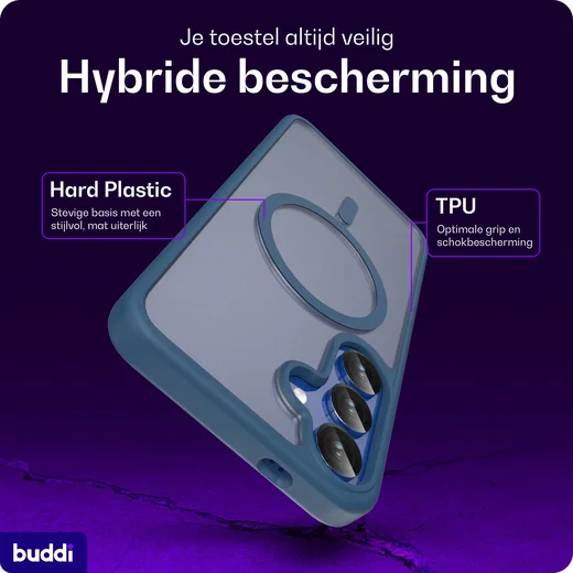 Buddi Frost Samsung Galaxy S25 Plus / S24 Plus Hoesje MagSafe Matte Donker Blauw afbeelding 2