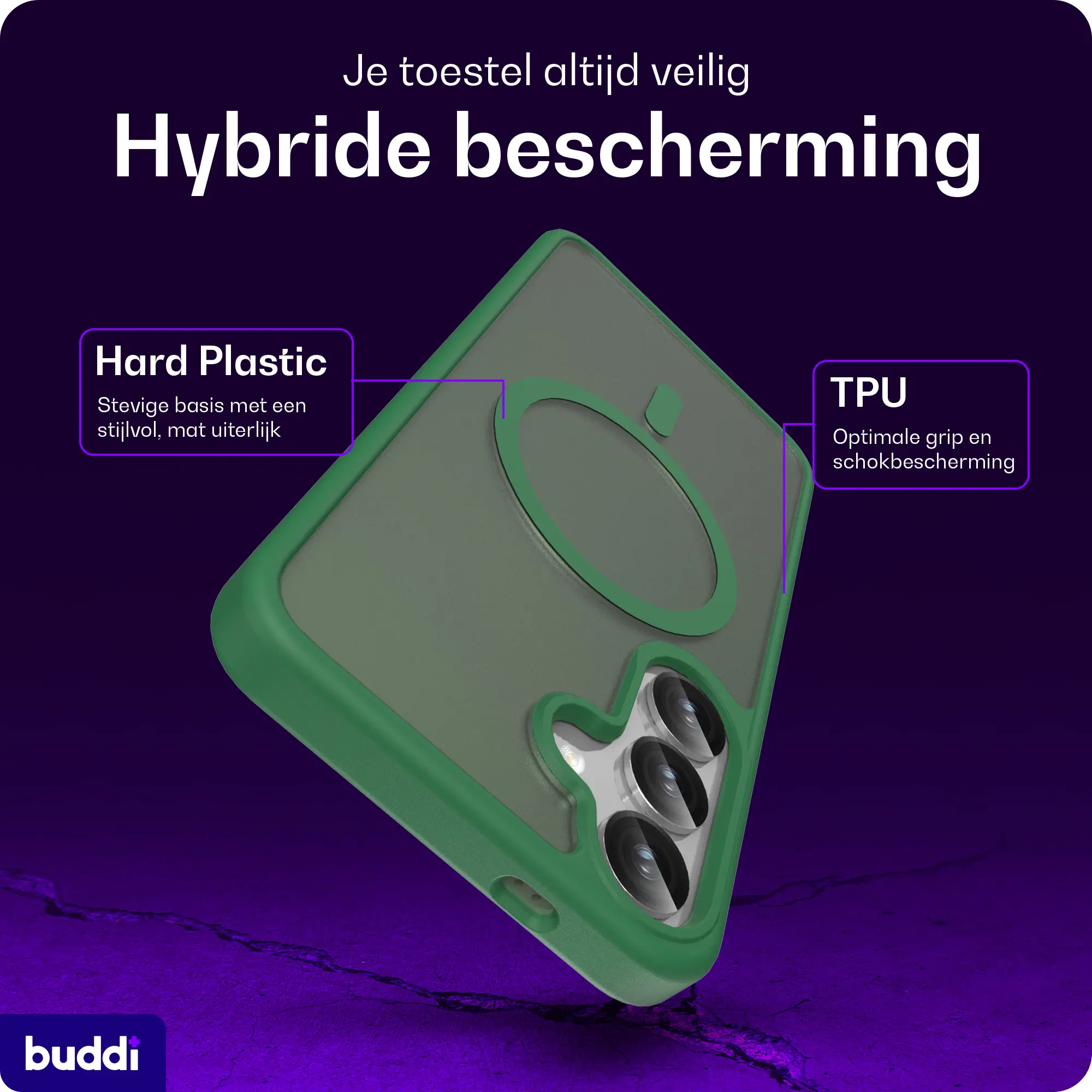 Buddi Frost Samsung Galaxy S25 Plus / S24 Plus Hoesje MagSafe Matte Groen afbeelding 2