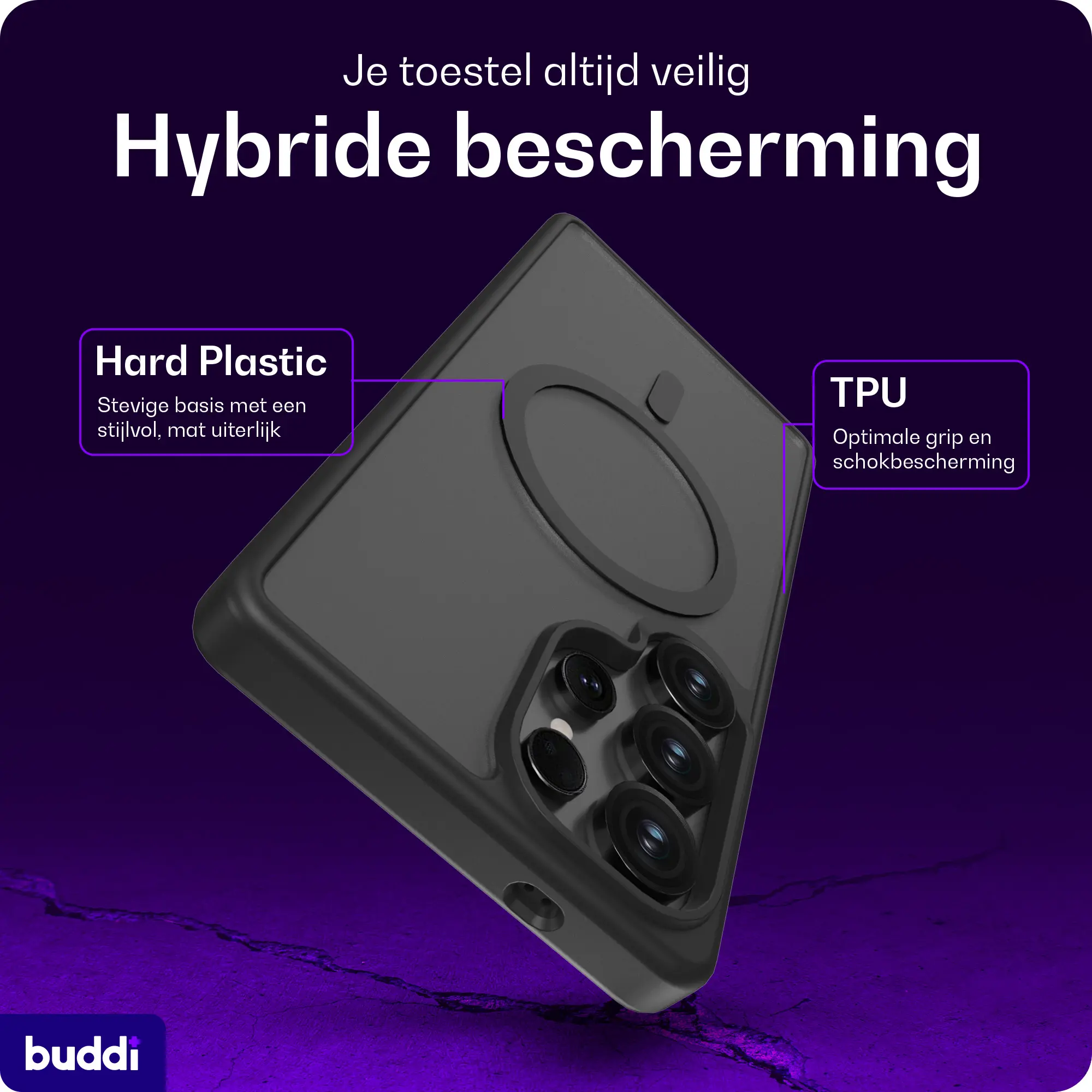 Buddi Frost Samsung Galaxy S25 Ultra Hoesje MagSafe Back Cover Mat Zwart afbeelding 2
