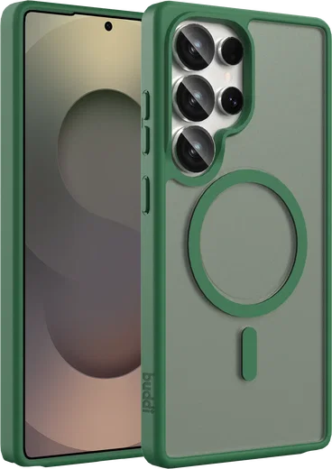 Buddi Frost Samsung Galaxy S25 Ultra Hoesje MagSafe Back Cover Mat Groen afbeelding 1