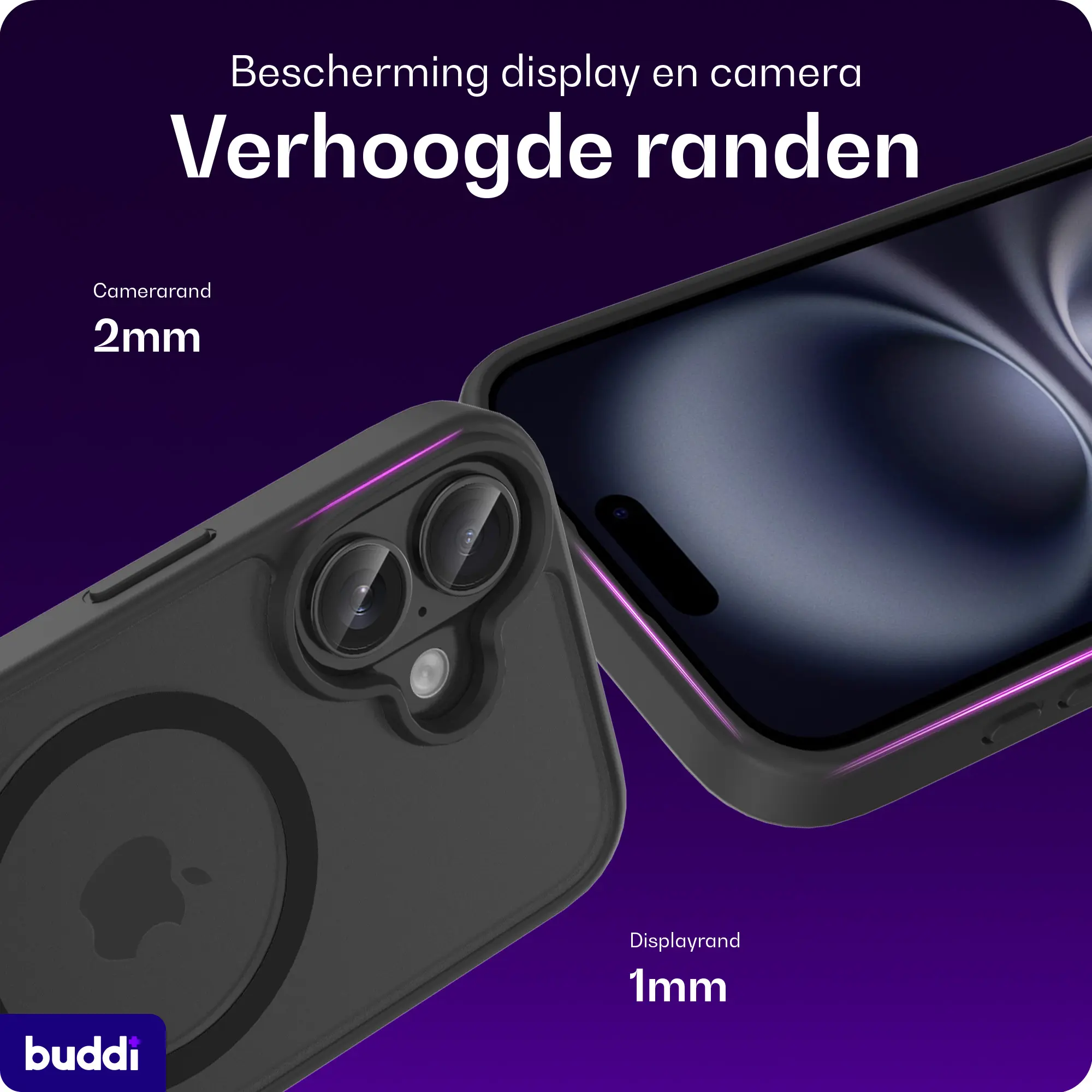 Buddi Frost Apple iPhone 16 Hoesje MagSafe Back Cover Matte Zwart afbeelding 4