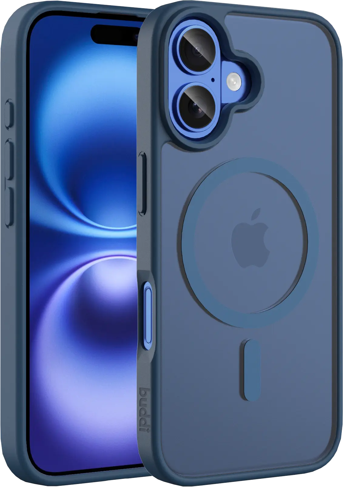 Buddi Frost Apple iPhone 16 Hoesje MagSafe Back Cover Matte Donker Blauw afbeelding 1