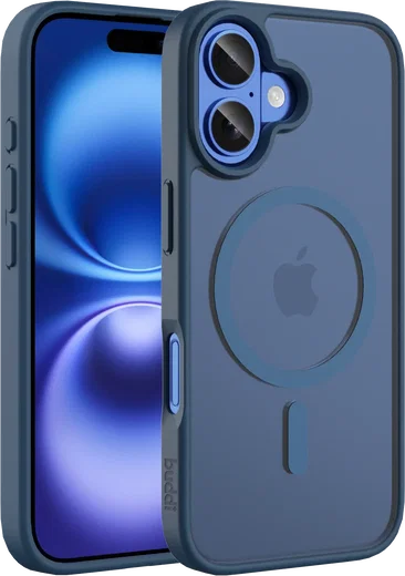 Buddi Frost Apple iPhone 16 Hoesje MagSafe Back Cover Matte Donker Blauw afbeelding 1