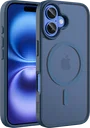 Buddi Frost Apple iPhone 16 Hoesje MagSafe Back Cover Matte Donker Blauw