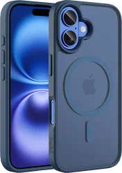 Buddi Frost Apple iPhone 16 Hoesje MagSafe Back Cover Matte Donker Blauw afbeelding