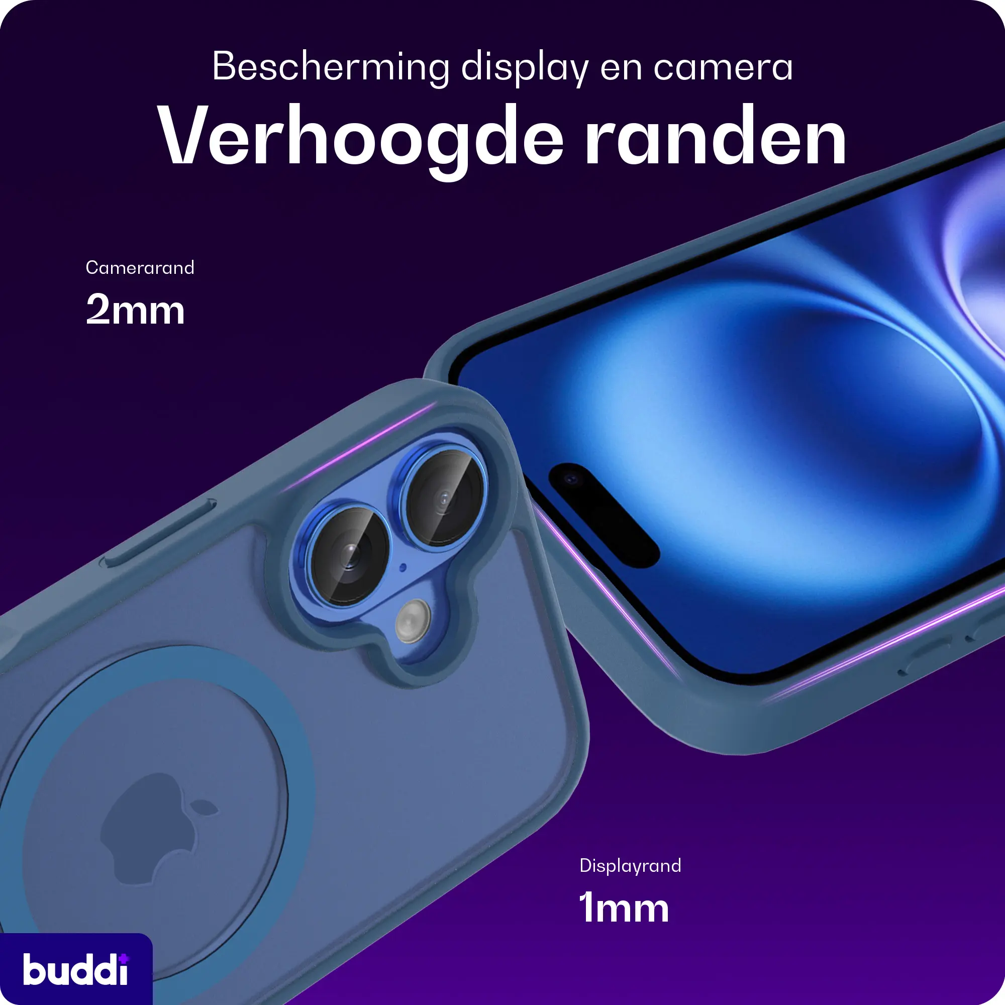 Buddi Frost Apple iPhone 16 Hoesje MagSafe Back Cover Matte Donker Blauw afbeelding 4
