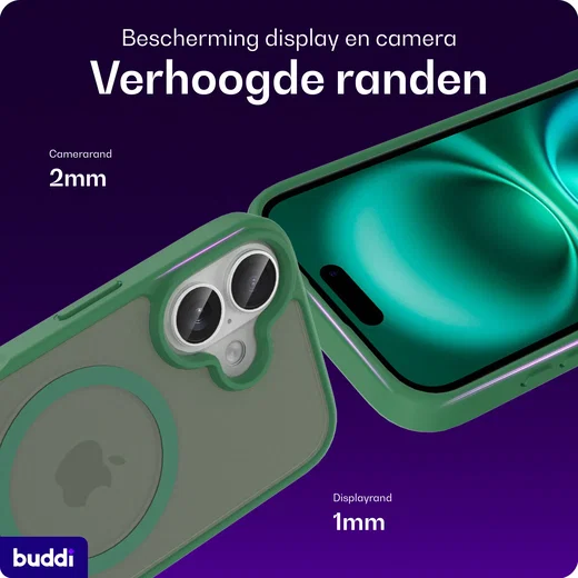 Buddi Frost Apple iPhone 16 Hoesje MagSafe Back Cover Matte Groen afbeelding 4