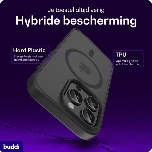 Buddi Frost Apple iPhone 16 Pro Hoesje MagSafe Back Cover Matte Zwart afbeelding 2
