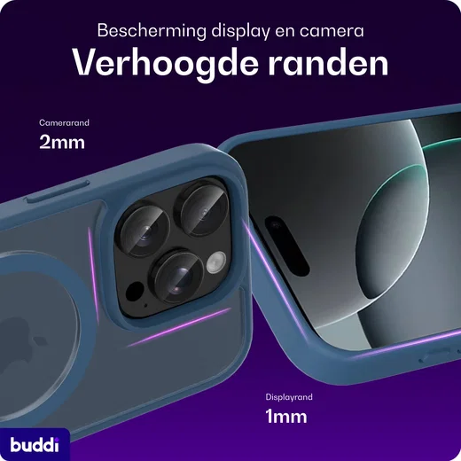 Buddi Frost Apple iPhone 16 Pro Hoesje MagSafe Back Cover Matte Donker Blauw afbeelding 4