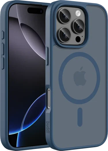 Buddi Frost Apple iPhone 16 Pro Hoesje MagSafe Back Cover Matte Donker Blauw afbeelding 1