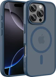 Buddi Frost Apple iPhone 16 Pro Hoesje MagSafe Back Cover Matte Donker Blauw afbeelding