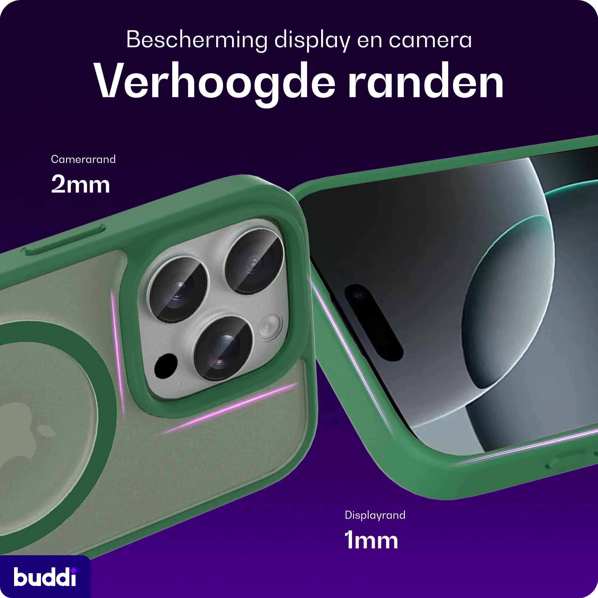 Buddi Frost Apple iPhone 16 Pro Hoesje MagSafe Back Cover Matte Groen afbeelding 4