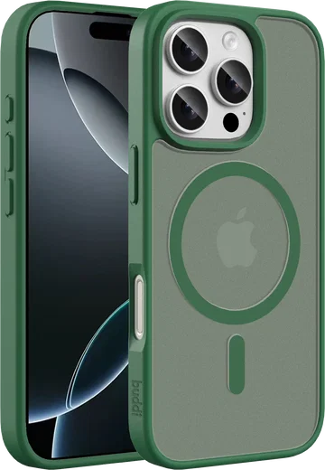Buddi Frost Apple iPhone 16 Pro Hoesje MagSafe Back Cover Matte Groen afbeelding 1