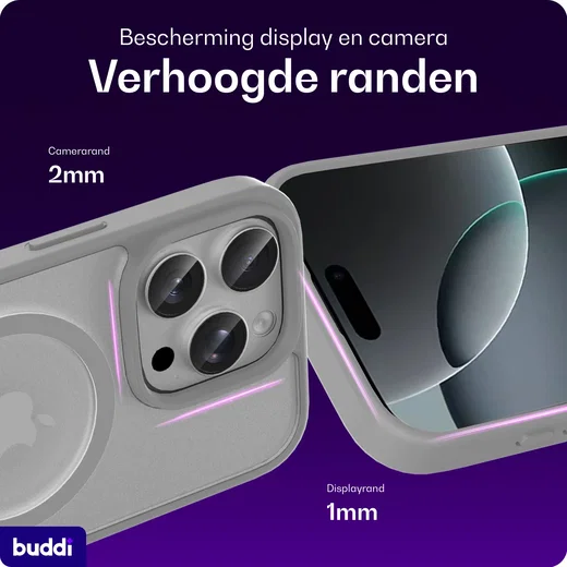 Buddi Frost Apple iPhone 16 Pro Hoesje MagSafe Back Cover Matte Grijs afbeelding 4