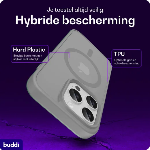Buddi Frost Apple iPhone 16 Pro Hoesje MagSafe Back Cover Matte Grijs afbeelding 2