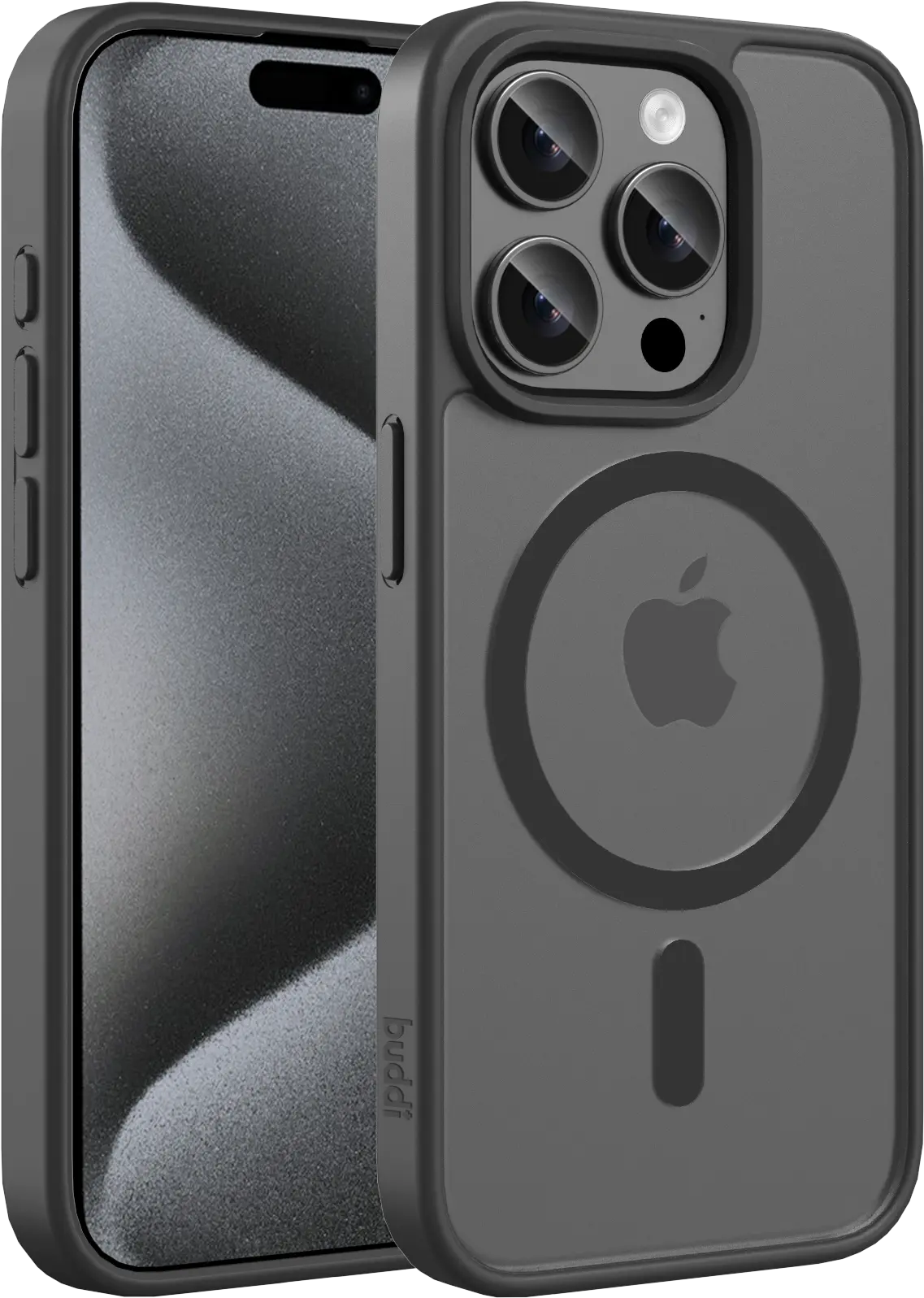 Buddi Frost Apple iPhone 15 Pro Hoesje MagSafe Back Cover Matte Zwart afbeelding 1