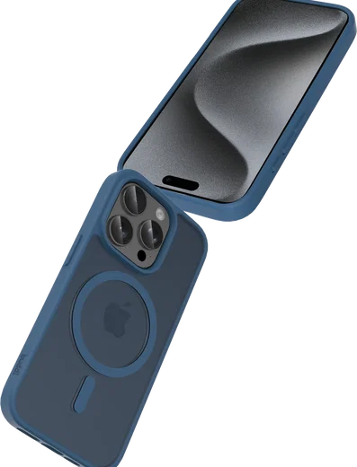 Buddi Frost Apple iPhone 15 Pro Hoesje MagSafe Back Cover Matte Donker Blauw afbeelding 7