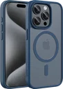 Buddi Frost Apple iPhone 15 Pro Max Hoesje MagSafe Back Cover Matte Donker Blauw