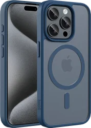 Buddi Frost Apple iPhone 15 Pro Max Hoesje MagSafe Back Cover Matte Donker Blauw afbeelding