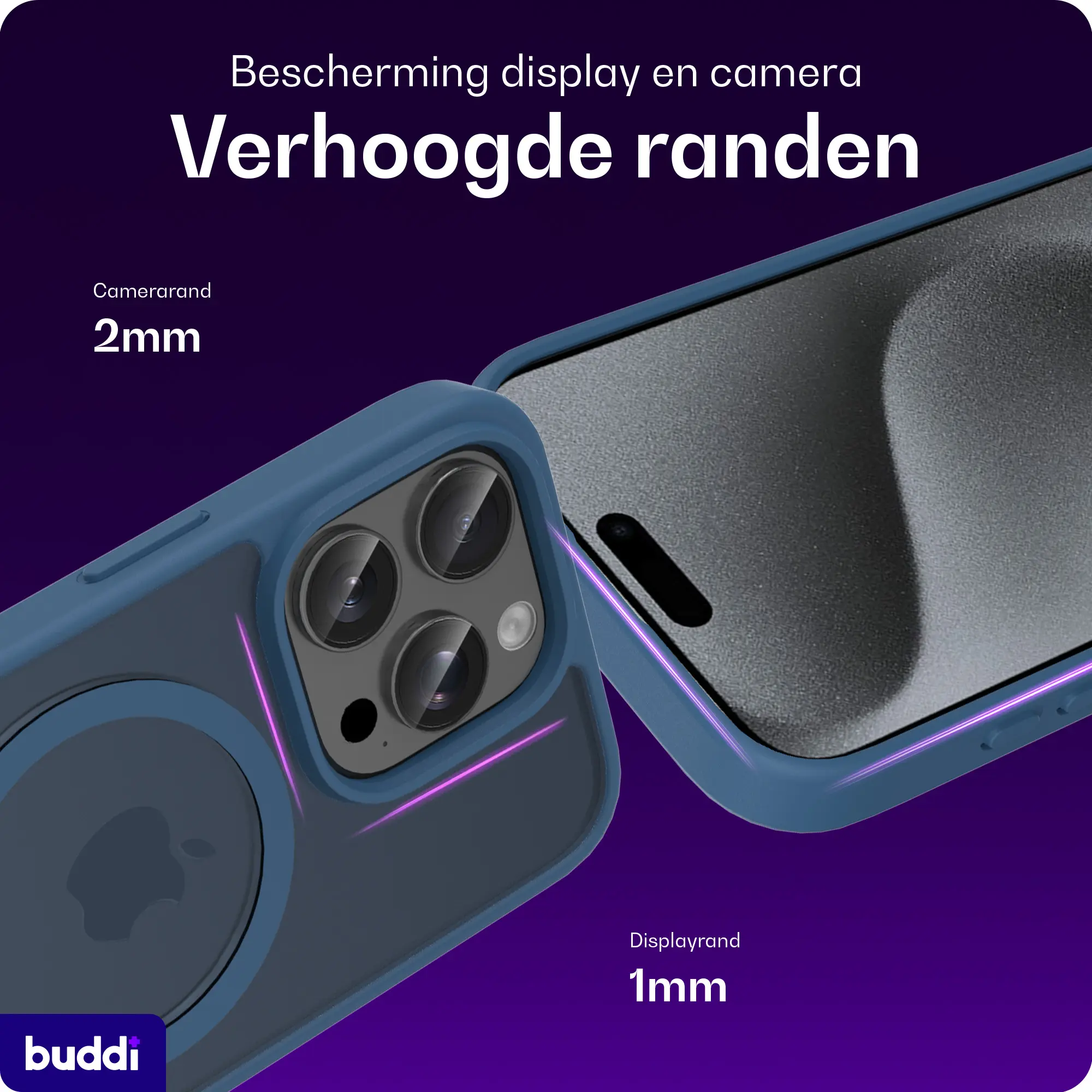 Buddi Frost Apple iPhone 15 Pro Max Hoesje MagSafe Back Cover Matte Donker Blauw afbeelding 4