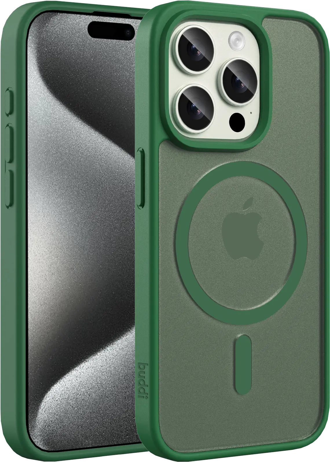 Buddi Frost Apple iPhone 15 Pro Max Hoesje MagSafe Back Cover Matte Groen afbeelding 1
