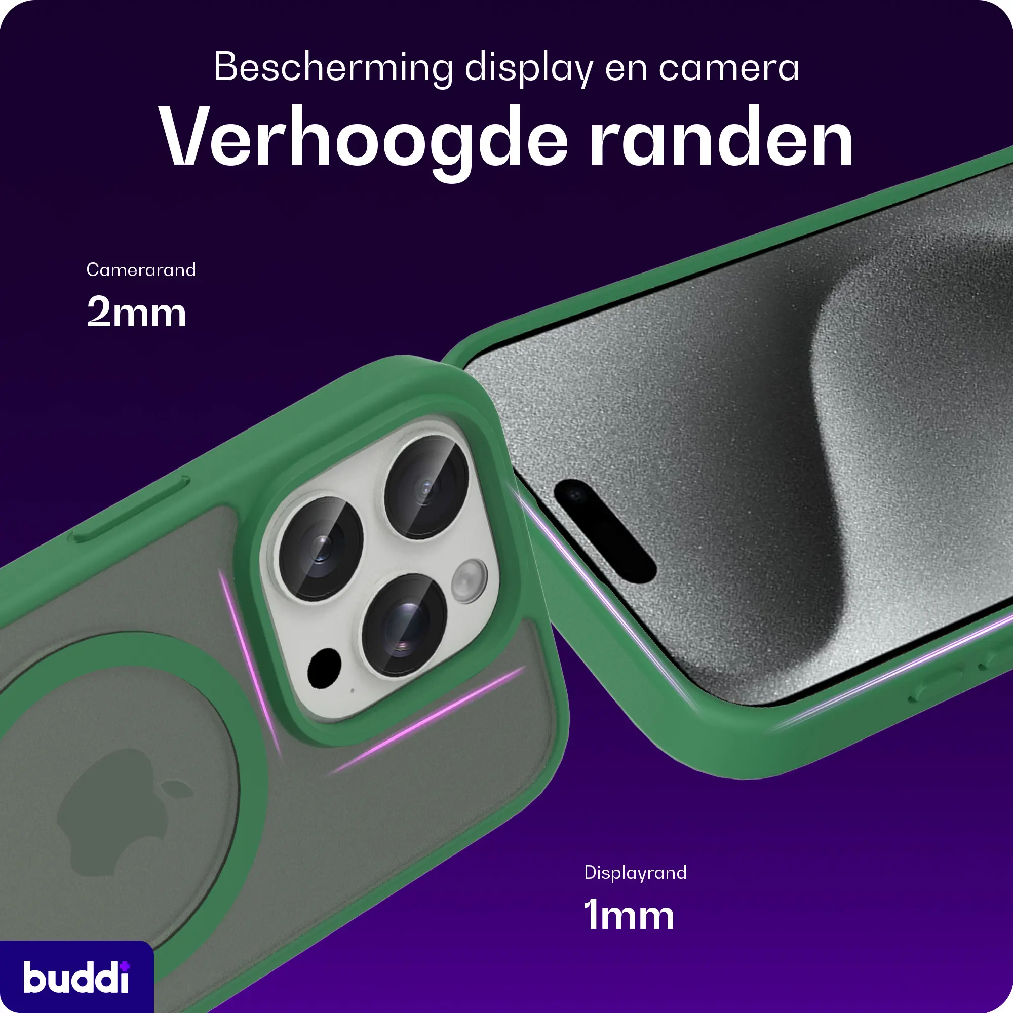 Buddi Frost Apple iPhone 15 Pro Max Hoesje MagSafe Back Cover Matte Groen afbeelding 4