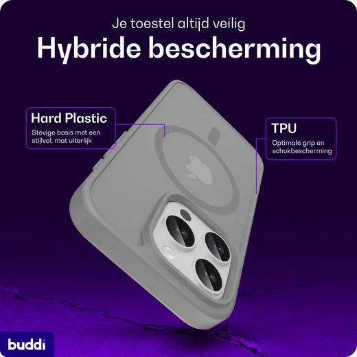 Buddi Frost Apple iPhone 15 Pro Max Hoesje MagSafe Back Cover Matte Grijs afbeelding 2