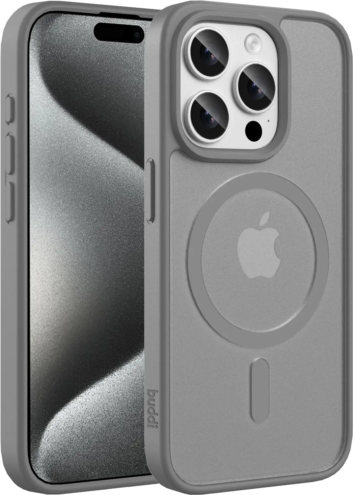 Buddi Frost Apple iPhone 15 Pro Max Hoesje MagSafe Back Cover Matte Grijs afbeelding 1