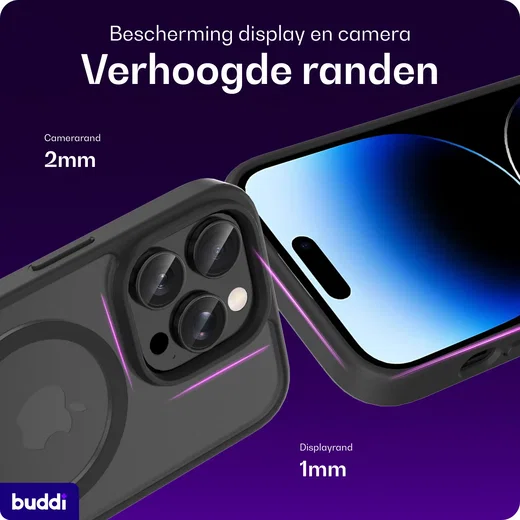 Buddi Frost Apple iPhone 14 Pro Hoesje MagSafe Back Cover Matte Zwart afbeelding 4
