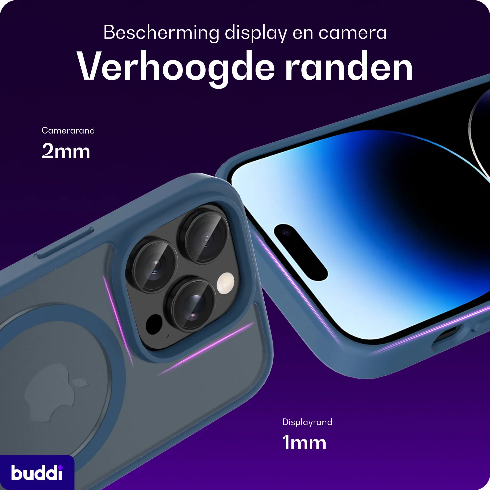 Buddi Frost Apple iPhone 14 Pro Hoesje MagSafe Back Cover Matte Donker Blauw afbeelding 4
