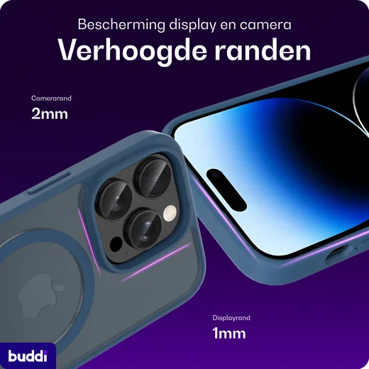 Buddi Frost Apple iPhone 14 Pro Hoesje MagSafe Back Cover Matte Donker Blauw afbeelding 4