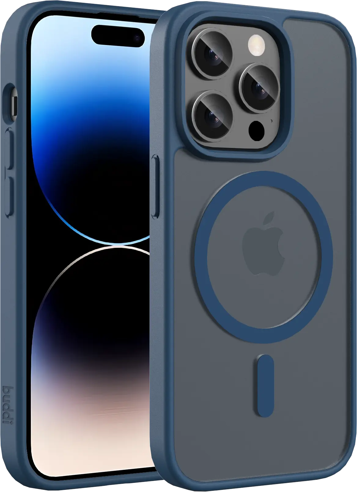 Buddi Frost Apple iPhone 14 Pro Hoesje MagSafe Back Cover Matte Donker Blauw afbeelding 1