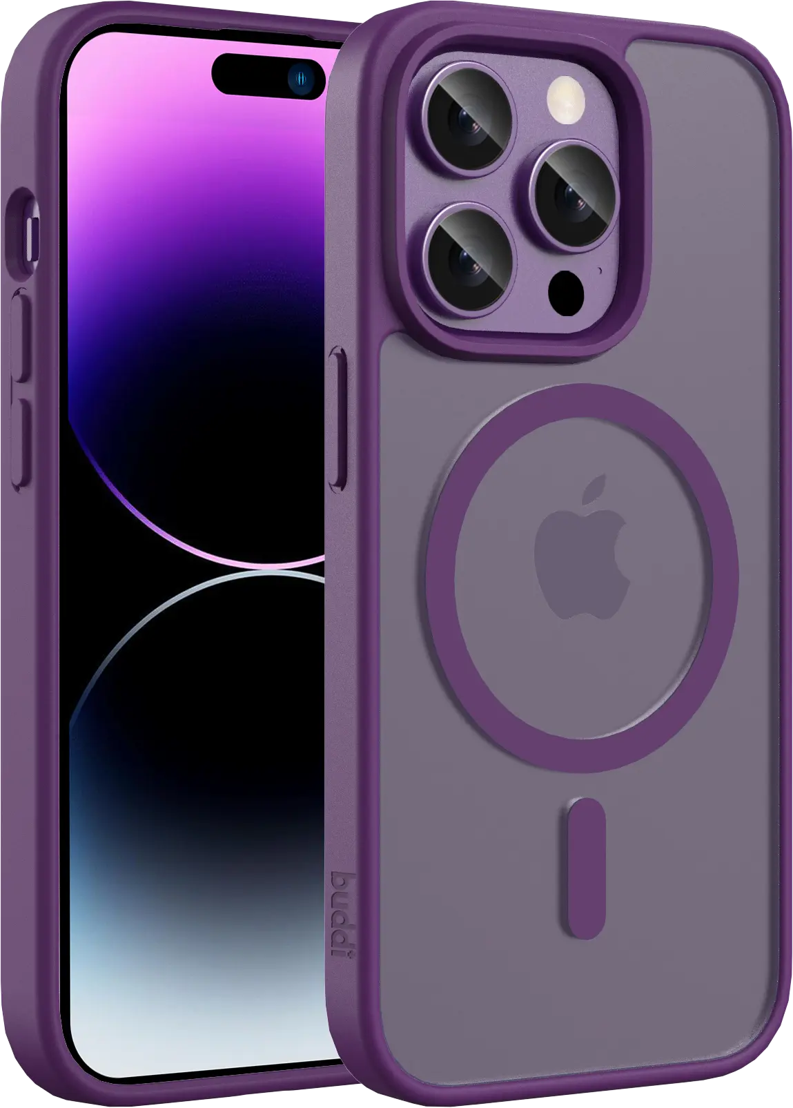 Buddi Frost Apple iPhone 14 pro Hoesje MagSafe Back Cover Matte Paars afbeelding 1