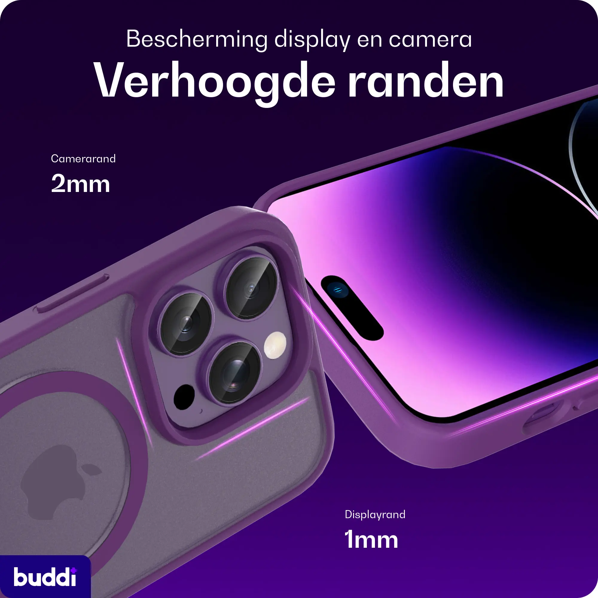 Buddi Frost Apple iPhone 14 pro Hoesje MagSafe Back Cover Matte Paars afbeelding 4