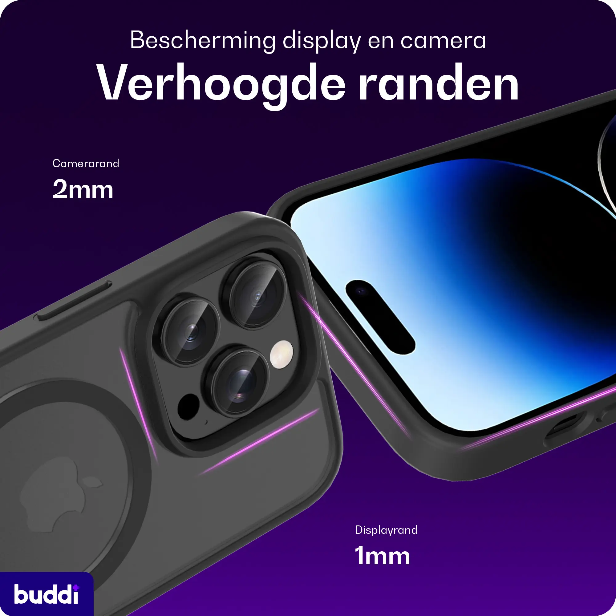 Buddi Frost Apple iPhone 14 Pro Max Hoesje MagSafe Back Cover Matte Zwart afbeelding 4