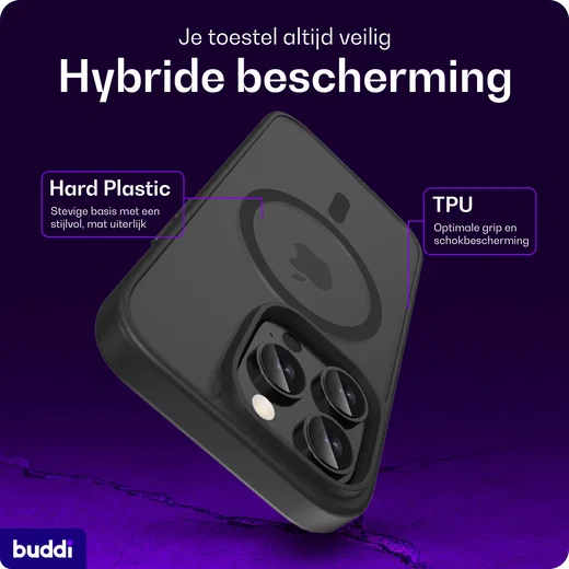 Buddi Frost Apple iPhone 14 Pro Max Hoesje MagSafe Back Cover Matte Zwart afbeelding 2