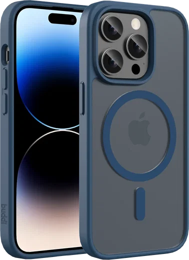 Buddi Frost Apple iPhone 14 Pro Max Hoesje MagSafe Back Cover Matte Donker Blauw afbeelding 1