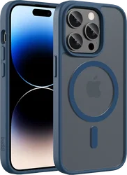 Buddi Frost Apple iPhone 14 Pro Max Hoesje MagSafe Back Cover Matte Donker Blauw afbeelding