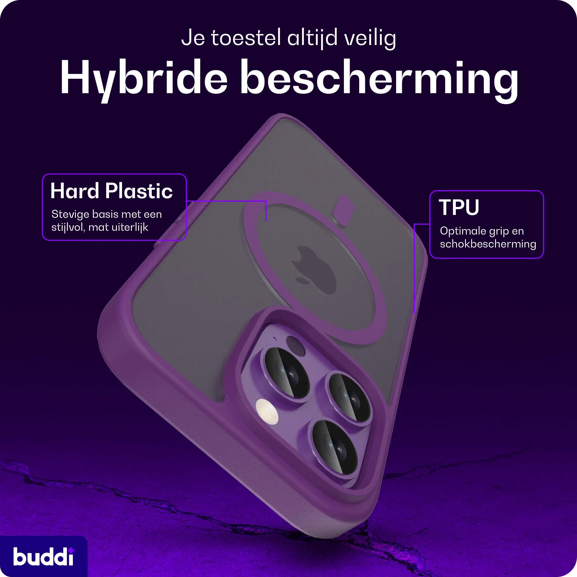 Buddi Frost Apple iPhone 14 Pro Max Hoesje MagSafe Back Cover Matte Paars afbeelding 2