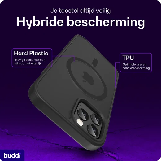Buddi Frost iPhone 12 / 12 Pro Hoesje MagSafe Back Cover Matte Zwart afbeelding 2