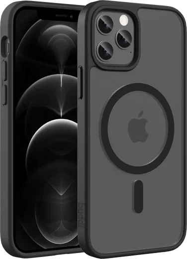 Buddi Frost iPhone 12 / 12 Pro Hoesje MagSafe Back Cover Matte Zwart afbeelding 1