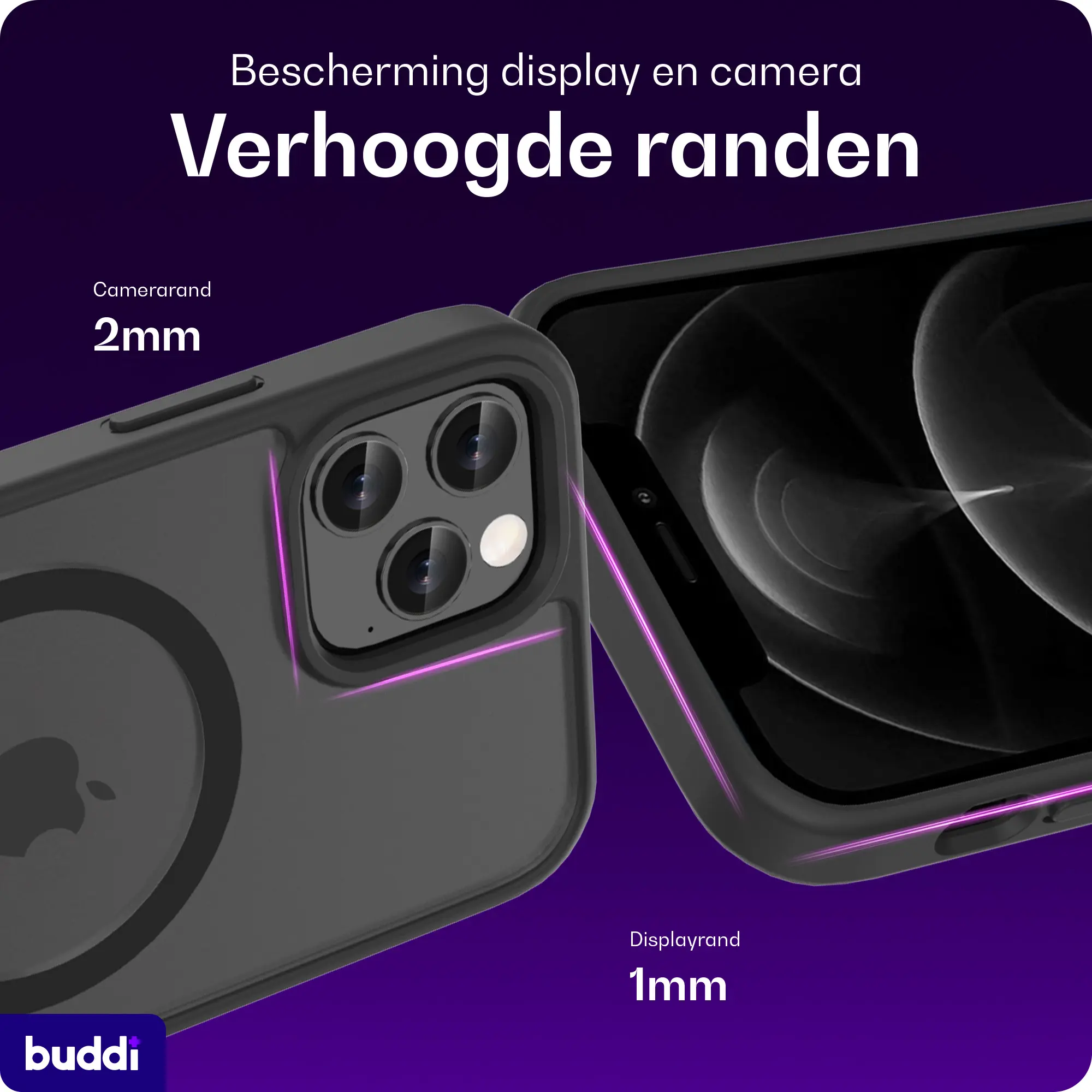 Buddi Frost iPhone 12 / 12 Pro Hoesje MagSafe Back Cover Matte Zwart afbeelding 4