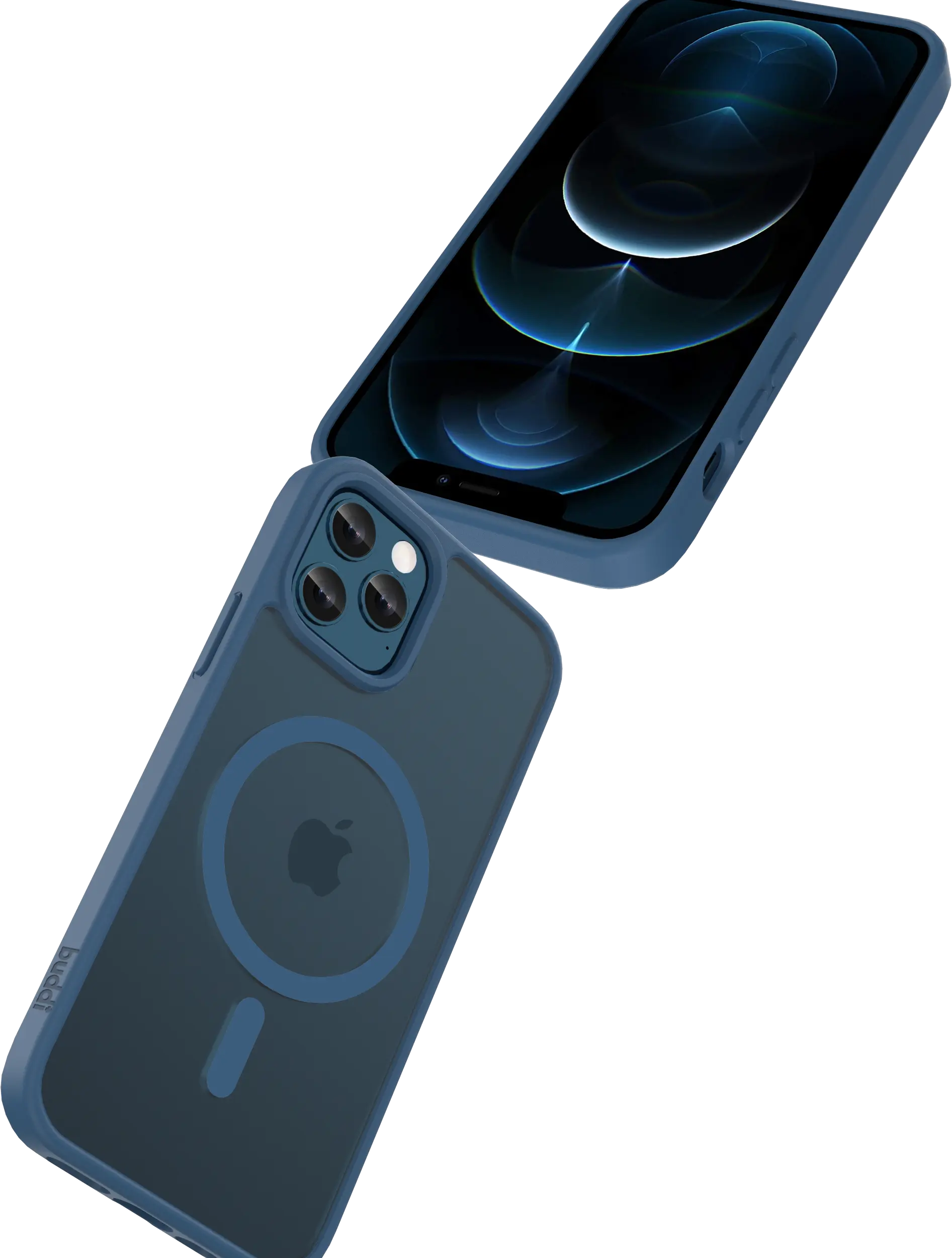 Buddi Frost iPhone 12 / 12 Pro Hoesje MagSafe Back Cover Matte Donker Blauw afbeelding 7