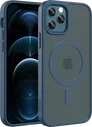 Buddi Frost iPhone 12 / 12 Pro Hoesje MagSafe Back Cover Matte Donker Blauw