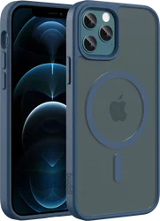 Buddi Frost iPhone 12 / 12 Pro Hoesje MagSafe Back Cover Matte Donker Blauw afbeelding