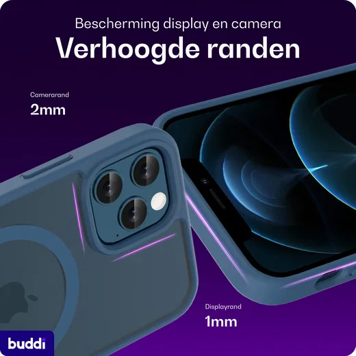 Buddi Frost iPhone 12 / 12 Pro Hoesje MagSafe Back Cover Matte Donker Blauw afbeelding 4