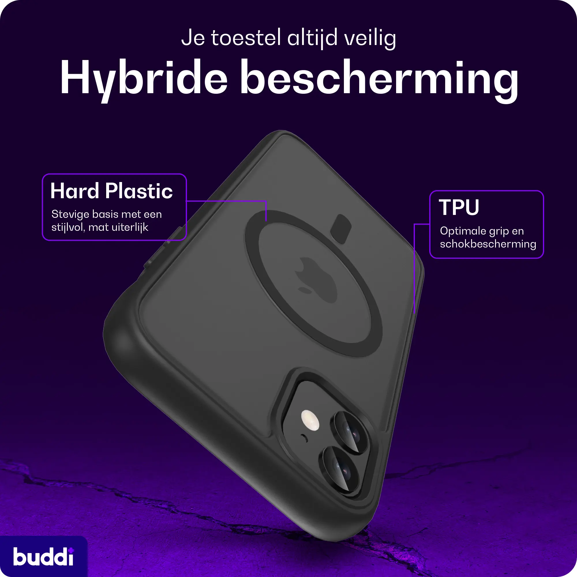 Buddi Frost Apple iPhone 11 Hoesje MagSafe Back Cover Matte Zwart afbeelding 2