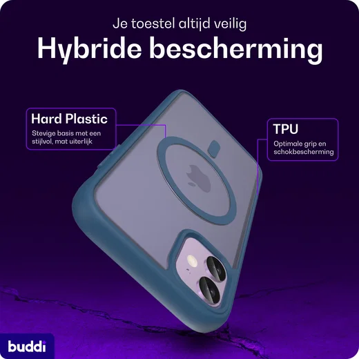 Buddi Frost Apple iPhone 11 Hoesje MagSafe Back Cover Matte Donker Blauw afbeelding 2